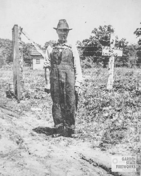 August Santore, the man who started it all in 1890 standing in front of the original work building in Millington NJ
